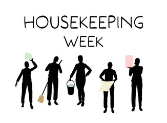 Vectorial silhouette of cleaning women for Housekeeping Week design