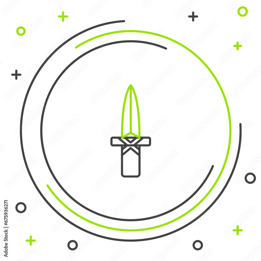 Poster line dagger icon isolated on white background. knife icon. sword with sharp blade. colorful outline 