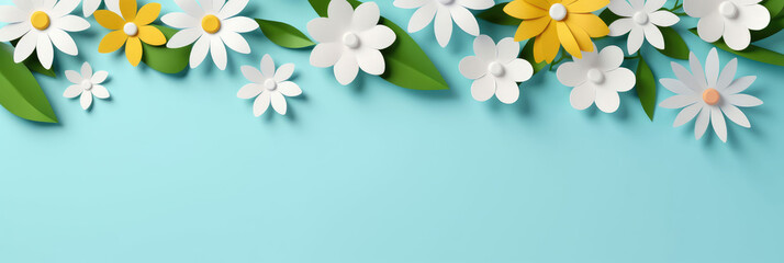Paper Cut Spring Flowers With Copy Space , Background Image, Background For Banner, HD