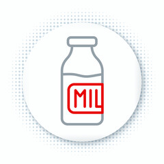 Line Closed glass bottle with milk icon isolated on white background. Colorful outline concept. Vector