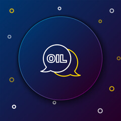 Line Word oil icon isolated on blue background. Colorful outline concept. Vector