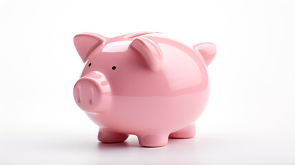Obraz premium Pink piggy bank isolated on a white background.