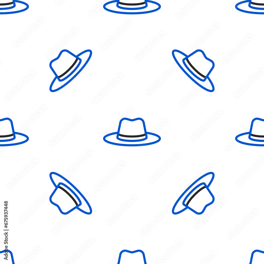 Poster line man hat with ribbon icon isolated seamless pattern on white background. colorful outline concep