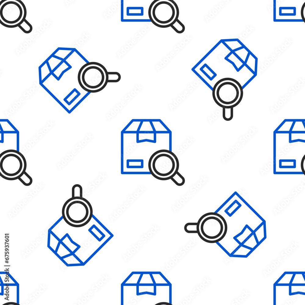 Poster line search package icon isolated seamless pattern on white background. parcel tracking symbol. magn