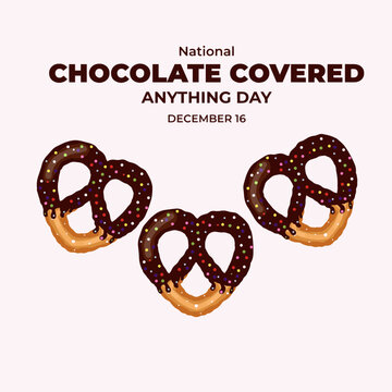 illustration of a pretzel.National chocolate Covered anything Day, pretzel cookie Covered with chocolate sauce, Pretzel dipped in Chocolate Vector Design Illustration