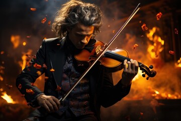 Fototapeta premium musician man playing the violin