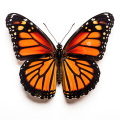 Fototapeta premium Bright Yellow Monarch Butterfly Isolated on Clean White Background