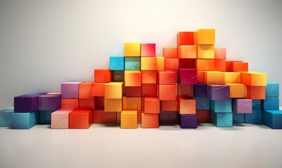 Abstract vibrant 3D blocks, showcasing a glossy finish. Wallpapers feature a modern fusion of colorful color.