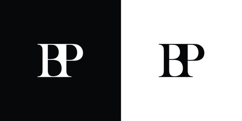 Abstract BP Letter Design Icon Vector Logo with Serif Font and Minimalist Style