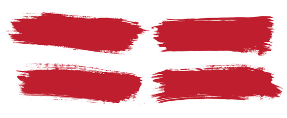 Collection of paint splatter red color grunge brush vector background