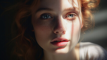 play of light and shadows to create a realistic and visually engaging composition. beautiful girl 