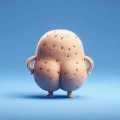 Funny potato character from behind