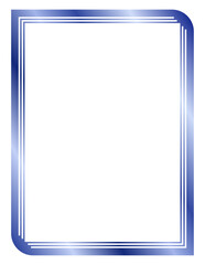 Blue metal frame isolated on white. Vector frame for text, photo, certificate, pictures, diploma