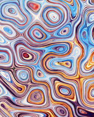 Abstract liquid space pattern art with circles and waves