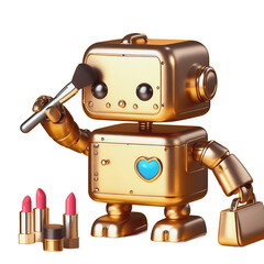 Cute robot doing makeup