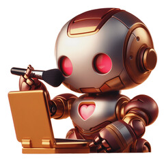 Cute robot doing makeup