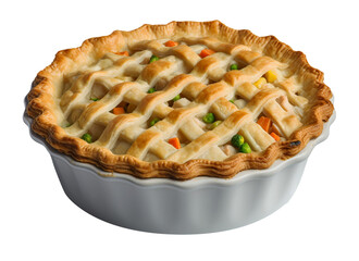 Chicken potpie on transparent background. Generative AI.