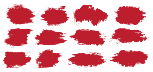 Foto op Canvas Grunge texture red color splatter ink paint brush vector background set © bdvect1 