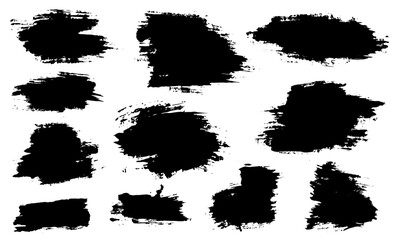Fototapeta premium Collection of pastel black color paint blot grunge splatter brush stroke frame