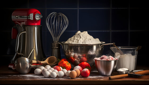 still life with baking ingredients generative ai