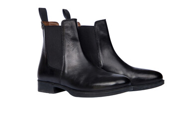 Black riding boots. Isolated on white.