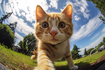 Cat on the grass field