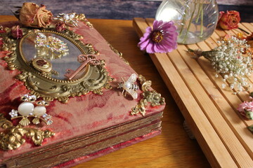 Vintage Photo Album With Locket and Key