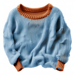 broken light blue sweater isolated on white 