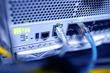 Naklejka premium centralized connection to server and router/gateway for users to access various information systems