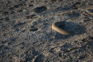 Tire in sand