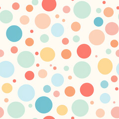 Seamless pattern of colorful, pastel color, circles in different sizes