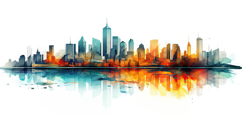Cityscape city skyline skyscrapers horizon cooperate business illustration office buildings, generated ai - obrazy, fototapety, plakaty