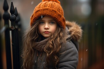 Portrait of a beautiful young girl in a hat and coat.