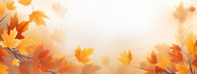 Naklejka na ściany i meble Autumn banner with orange leaves