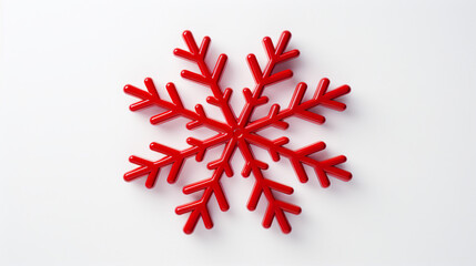Red Snowflake on White Background - Festive Winter Glitter and Sparkles | Abstract Christmas Decoration