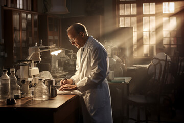 Fototapeta na wymiar Scientist looking at his results, Medicine doctor checking samples and tests in laboratory