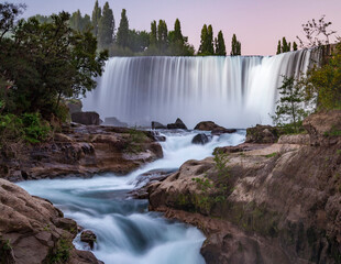 Laja Wasserfälle im Dämmerlicht, Chiles größte Wasserfälle, VIII Region, Chile, Südamerika