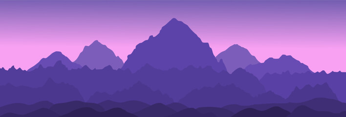 Mountain sunrise vector landscape panorama
