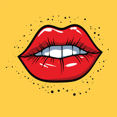 Simple vector clip art illustration of red lips giving kisses. isolated.
