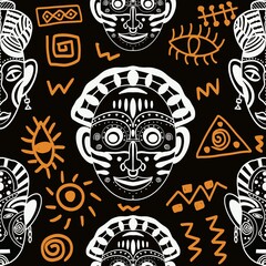 African mask seamless pattern
Seamless pattern with African masks and spirals
