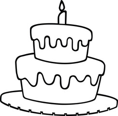 Line art outline birthday party decorations. Cute simple vector black and white for Birthday Party theme art