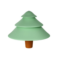 3d illustration of Christmas tree. Holiday element isolated Render Abstract Evergreen Tree Fir. Happy New Year Decoration Holiday. New Year and Xmas Celebration