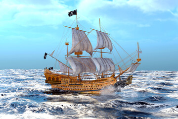 3 d rendering of a pirate ship