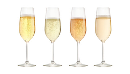 glasses of champagne isolated on transparent background cutout