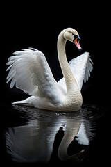 Swan on black background