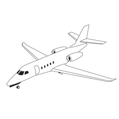 Fototapeta na wymiar private jet plane black and white landing gear