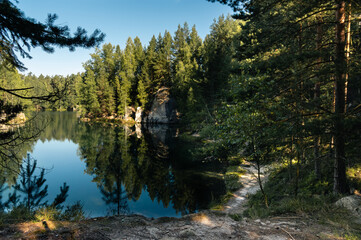Fototapeta premium The Crystal Sand Quarry in Adrspach Rocks, Czech Republic
