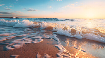 Fototapeta na wymiar Incredible sunset on a serene beach. Generative AI technology