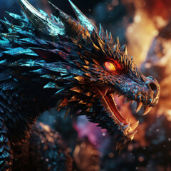 Majestic Dragon in Vibrant Colors: A Mythical Creature's Stunning and Enigmatic Presence, Perfect for Dynamic Screensavers and Desktop Backgrounds