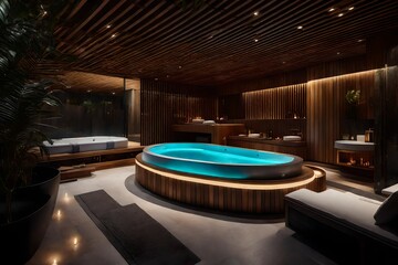Spa retreat within the villa, complete with a sauna, steam room,  rooms, and a relaxation lounge.